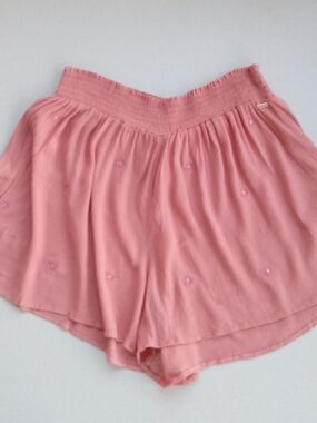 PINK Victoria's Secret Pink Floral Embroidered Smocked Shorts L